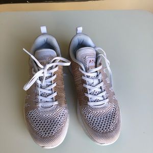 Rosegold metallic Athletic Propulsion Labs shoes